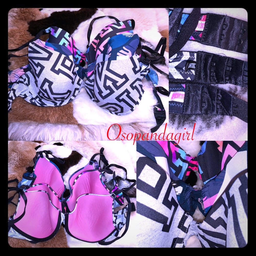 3 PINK Victoria’s Secret Gently used T-Shirt Bras